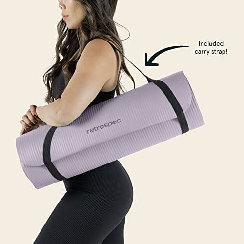 Retrospec Solana Yoga Mat 1 Thick w/Nylon Strap for Men & Women - Non Slip  Exercise Mat for Home Yoga, Pilates, Stretching, Floor & Fitness Workouts