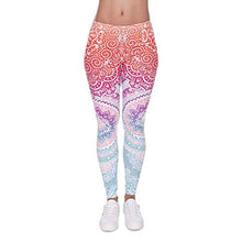 Load image into Gallery viewer, Middle Waisted Seamless Workout Leggings - Women’s Mandala Printed Yoga Leggings Tummy Control Running Pants (Red, One Size)
