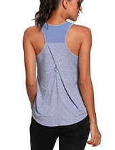 Load image into Gallery viewer, Aeuui Workout Tops for Women Mesh Racerback Tank Yoga Shirts Gym Clothes Gray Blue S