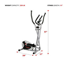 Load image into Gallery viewer, Sunny Health & Fitness SF-E905 Elliptical Machine Cross Trainer with 8 Level Resistance and Digital Monitor , Gray, White, 28 L x 17 W x 57 H
