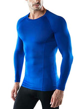 Load image into Gallery viewer, ATHLIO Men's UPF 50+ Long Sleeve Compression Shirts, Water Sports Rash Guard Base Layer, Athletic Workout Shirt, 3pack Navy/Blue/Sky