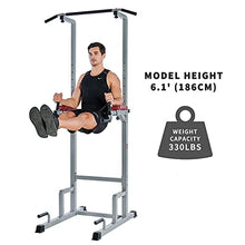 Load image into Gallery viewer, MBH FITNESS MAKE BODY HEALTHY Fitness Power Tower Dip Station Pull Up Bar, Adjustable Multi-Function Strength Training Workout Equipment for Home Gym (Gray)