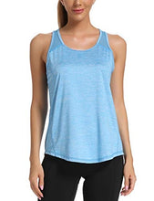 Load image into Gallery viewer, Aeuui Workout Tops for Women Mesh Racerback Tank Yoga Shirts Gym Clothes Blue
