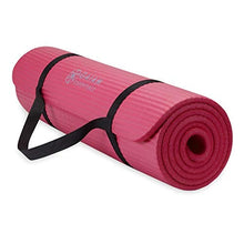 Load image into Gallery viewer, Gaiam Essentials Thick Yoga Mat Fitness & Exercise Mat with Easy-Cinch Carrier Strap, Pink, 72"L X 24"W X 2/5 Inch Thick