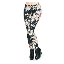 Load image into Gallery viewer, Black Floral Seamless Workout Leggings - Women’s 3D Rose Printed Yoga Leggings, Tummy Control Running Pants (Floral, One Size)

