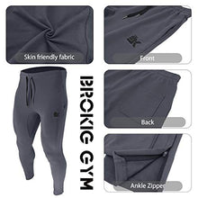Load image into Gallery viewer, BROKIG Mens Zip Joggers Pants - Casual Gym Workout Track Pants Comfortable Slim Fit Tapered Sweatpants with Pockets (Shadow Grey)