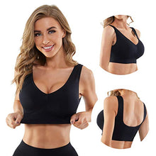 Load image into Gallery viewer, Women&#39;s 3-Pack Seamless Wire-Free Bra Low-Impact Sport Bra Yoga Sleep Daily Bras with Removable Pads(3 Black,L)
