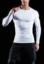 Load image into Gallery viewer, ATHLIO Men's UPF 50+ Long Sleeve Compression Shirts, Water Sports Rash Guard Base Layer, Athletic Workout Shirt, 3pack White/White/White