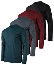Load image into Gallery viewer, 4 Pack:Mens Long Sleeve T-Shirt Workout Clothes Quick Dry Fit Gym Tee Shirt Athletic Active Performance Casual Moisture Wicking Exercise Clothing Running Cool Sport Training Undershirt Top-Set 2,XL