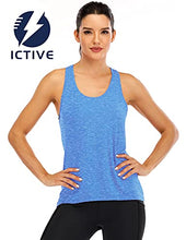 Load image into Gallery viewer, ICTIVE Womens Cross Backless Workout Tops for Women Racerback Tank Tops Open Back Running Tank Tops Muscle Tank Yoga Shirts Workout Tank Tops for Women Yoga Tops Active Tanks Light Blue L

