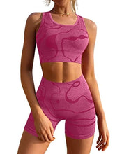 Load image into Gallery viewer, GXIN Women's Workout 2 Piece Outfits High Waist Running Shorts Seamless Gym Yoga Sports Bra Rosered