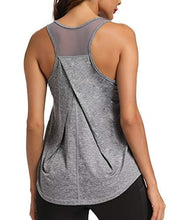 Load image into Gallery viewer, Aeuui Workout Tops for Women Mesh Racerback Tank Yoga Shirts Gym Clothes Grey