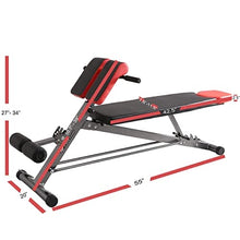 Load image into Gallery viewer, FINER FORM Multi-Functional Weight Bench for Full All-in-One Body Workout – Hyper Back Extension, Roman Chair, Adjustable Ab Sit up Bench, Decline Bench, Flat Bench