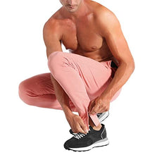 Load image into Gallery viewer, BROKIG Mens Zip Joggers Pants - Casual Gym Workout Track Pants Comfortable Slim Fit Tapered Sweatpants with Pockets (Pink)