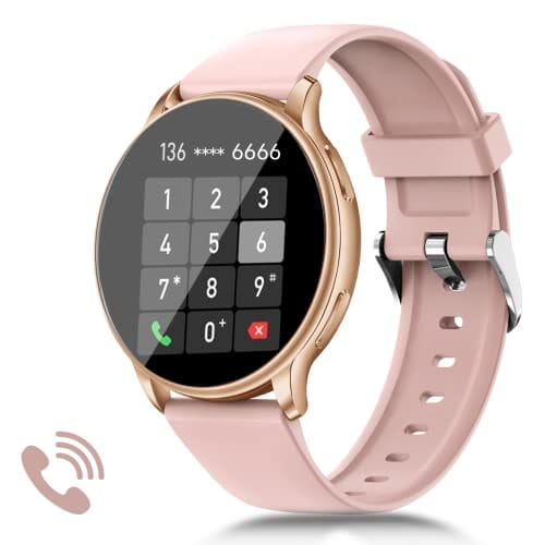 Smart Watch for Women Make Answer Call, Bluetooth Smartwatch Fitness Tracker with Heart Rate SpO2 Sleep Tracker,Calorie,Steps, Waterproof Fitness Watch Compatible Android iOS (Pink)