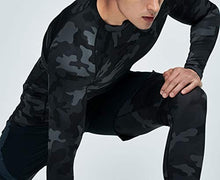 Load image into Gallery viewer, ATHLIO Men's UPF 50+ Long Sleeve Compression Shirts, Water Sports Rash Guard Base Layer, Athletic Workout Shirt, 3pack Camo Black/Navy/Neon
