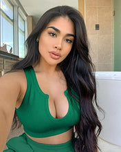 Load image into Gallery viewer, OQQ Workout Outfits for Women 2 Piece Seamless Ribbed High Waist Leggings with Sports Bra Exercise Set Green1