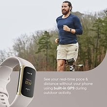 Load image into Gallery viewer, Fitbit Charge 5 Advanced Fitness & Health Tracker with Built-in GPS, Stress Management Tools, Sleep Tracking, 24/7 Heart Rate and More, Lunar White/Soft Gold, One Size (S &L Bands Included)