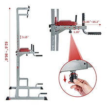 Load image into Gallery viewer, MBH FITNESS MAKE BODY HEALTHY Fitness Power Tower Dip Station Pull Up Bar, Adjustable Multi-Function Strength Training Workout Equipment for Home Gym (Gray)