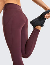 Load image into Gallery viewer, CRZ YOGA Women's Naked Feeling Workout Leggings 25 Inches - High Waisted Yoga Pants with Side Pockets Dark Russet