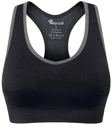 BAOMOSI Women's Seamless Racerback Sports Bra High Impact Support Yoga Gym  Workout Fitness Black Blue Grey Purple Rose Red M – The Home Fitness Corp