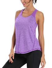 Load image into Gallery viewer, Aeuui Workout Tops for Women Mesh Racerback Tank Yoga Shirts Gym Clothes Purple
