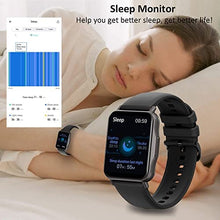 Load image into Gallery viewer, Smart Watch, Hongmed 1.69"(43mm) Fitness Watch with Temperature Blood Pressure Oxygen Monitor for Android Phones and iPhone Compatible, Waterproof Activity Tracker for Men and Women Black