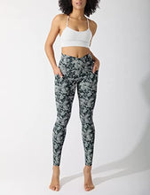 Load image into Gallery viewer, ODODOS Women's Cross Waist Yoga Leggings with Pockets, No See-Through Workout Running Pants-Inseam 28", Floral Charcoal, Small