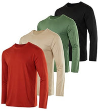 Load image into Gallery viewer, 4 Pack:Mens Long Sleeve T-Shirt Workout Clothes Quick Dry Fit Gym Tee Shirt Athletic Active Performance Casual Moisture Wicking Exercise Clothing Running Cool Sport Training Undershirt Top-Set 12-M