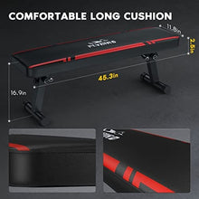 Load image into Gallery viewer, FLYBIRD Flat Weight Bench Foldable 1000 LBS Weight Capacity for Strength Training Bench Press, 45.3 Inches Long Workout Benches for Home