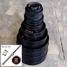 Load image into Gallery viewer, 500 lb. Rugged Deep Dish Olympic Plate Set with Bar - The Home Fitness Corp