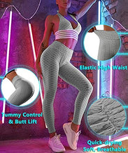 Load image into Gallery viewer, Murandick Textured Leggings for Women Scrunch High Waist Textured Yoga Workout Pants - Grey