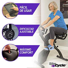 Load image into Gallery viewer, As Seen On TV Slim Cycle Stationary Bike by Bulbhead, Most Comfortable Exercise Machine, Thick, Extra-Wide Seat &amp; Back Support Cushion, Recline or Upright Position, Twice the Results in Half the Time
