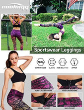 Load image into Gallery viewer, COOLOMG Women's Leggings Yoga Long Pants Compression Drawstring Running Tights Non See-Through Orange Forest Adults Small(Youth X-Large)