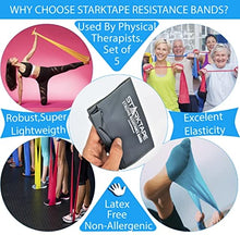 Load image into Gallery viewer, Resistance Bands Set. 5 Pack Non-Latex Physical Therapy, Professional Elastic Band. Perfect for Home Exercise, Workout, Strength Training, Yoga, Pilates, Rehab or Gym Leg Upper, Lower Body