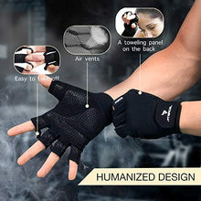 Load image into Gallery viewer, ATERCEL Workout Gloves for Men and Women, Exercise Gloves for Weight Lifting, Cycling, Gym, Training, Breathable and Snug fit (Black, L)