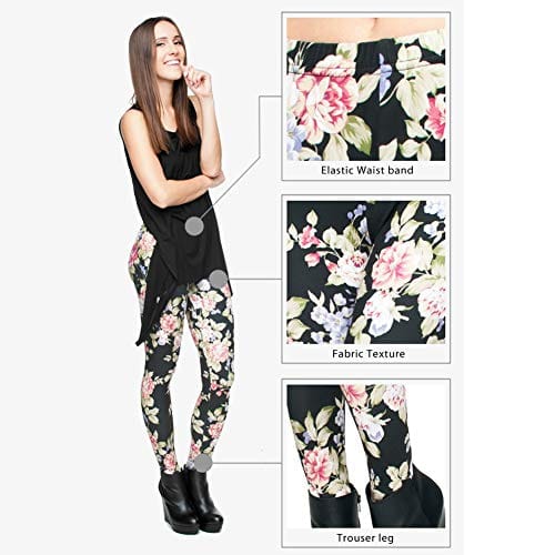 Black floral 2025 workout leggings