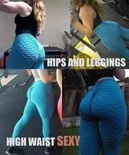 Load image into Gallery viewer, AIMILIA Butt Lifting Anti Cellulite Leggings for Women High Waisted Yoga Pants Workout Tummy Control Sport Tights Blue