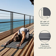 Load image into Gallery viewer, Retrospec Solana Yoga Mat 1&quot; Thick w/Nylon Strap for Men &amp; Women - Non Slip Exercise Mat for Home Yoga, Pilates, Stretching, Floor &amp; Fitness Workouts - Graphite
