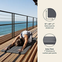 Load image into Gallery viewer, Retrospec Solana Yoga Mat 1" Thick w/Nylon Strap for Men & Women - Non Slip Exercise Mat for Home Yoga, Pilates, Stretching, Floor & Fitness Workouts - Graphite