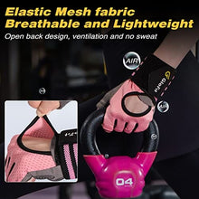 Load image into Gallery viewer, Glofit Workout Gloves with Wrist Wrap Support for Men & Women, Weight Lifting Gloves with Cuved Open Back Fingerless for Cycling, Gym, Training, Crossfit (Medium, Pink)