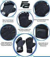 Load image into Gallery viewer, Fit Active Sports New Ventilated Weight Lifting Gloves with Built-in Wrist Wraps, Full Palm Protection & Extra Grip. Great for Pull Ups, Cross Training, Fitness & Weightlifting. (Men & Women)