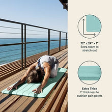 Load image into Gallery viewer, Retrospec Solana Yoga Mat 1" Thick w/Nylon Strap for Men & Women - Non Slip Exercise Mat for Home Yoga, Pilates, Stretching, Floor & Fitness Workouts - Blue Lagoon