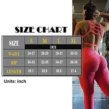 Load image into Gallery viewer, FITTOO Women's High Waist Textured Yoga Pants Tummy Control Scrunched Booty Capri Leggings Workout Running Butt Lift Textured Tights Red