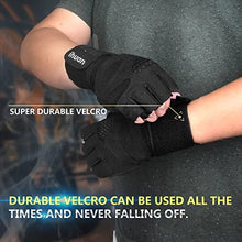 Load image into Gallery viewer, ihuan Ventilated Weight Lifting Gym Workout Gloves Full Finger with Wrist Wrap Support for Men & Women, Full Palm Protection, for Weightlifting, Training, Fitness, Hanging, Pull ups