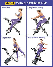 Load image into Gallery viewer, Barwing 16-8-2-3 Stationary Spin Exercise Bike for Home | 4 IN 1 Foldable Indoor Workout Cycling Bike for Seniors| 300 LB Capacity | More Magnetic Resistance Seat Backrest Adjustments | Value Gift for Seniors