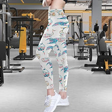 Load image into Gallery viewer, visesunny High Waist Yoga Pants with Pockets Blue Whale with Peony Floral Soft Tummy Control Workout Leggings