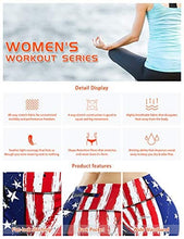 Load image into Gallery viewer, COOLOMG Women's Yoga Long Pants Compression Drawstring Running Tights Non See-Through Leggings USA Flag Adults X-Small(Youth Large)