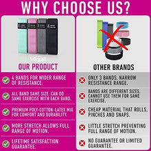 Load image into Gallery viewer, Vergali Fabric Booty Bands for Women Butt and Legs. Set of 4 Non Slip Cloth Resistance Working Out Band for Glute, Thigh, Squat with Workout Resistant Fitness Training Guide to Exercise at Home or Gym