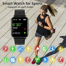 Load image into Gallery viewer, Smart Watch, Hongmed 1.69"(43mm) Fitness Watch with Temperature Blood Pressure Oxygen Monitor for Android Phones and iPhone Compatible, Waterproof Activity Tracker for Men and Women Black